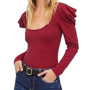 Free People Penelope Puff Sleeve Long Sleeve Tee